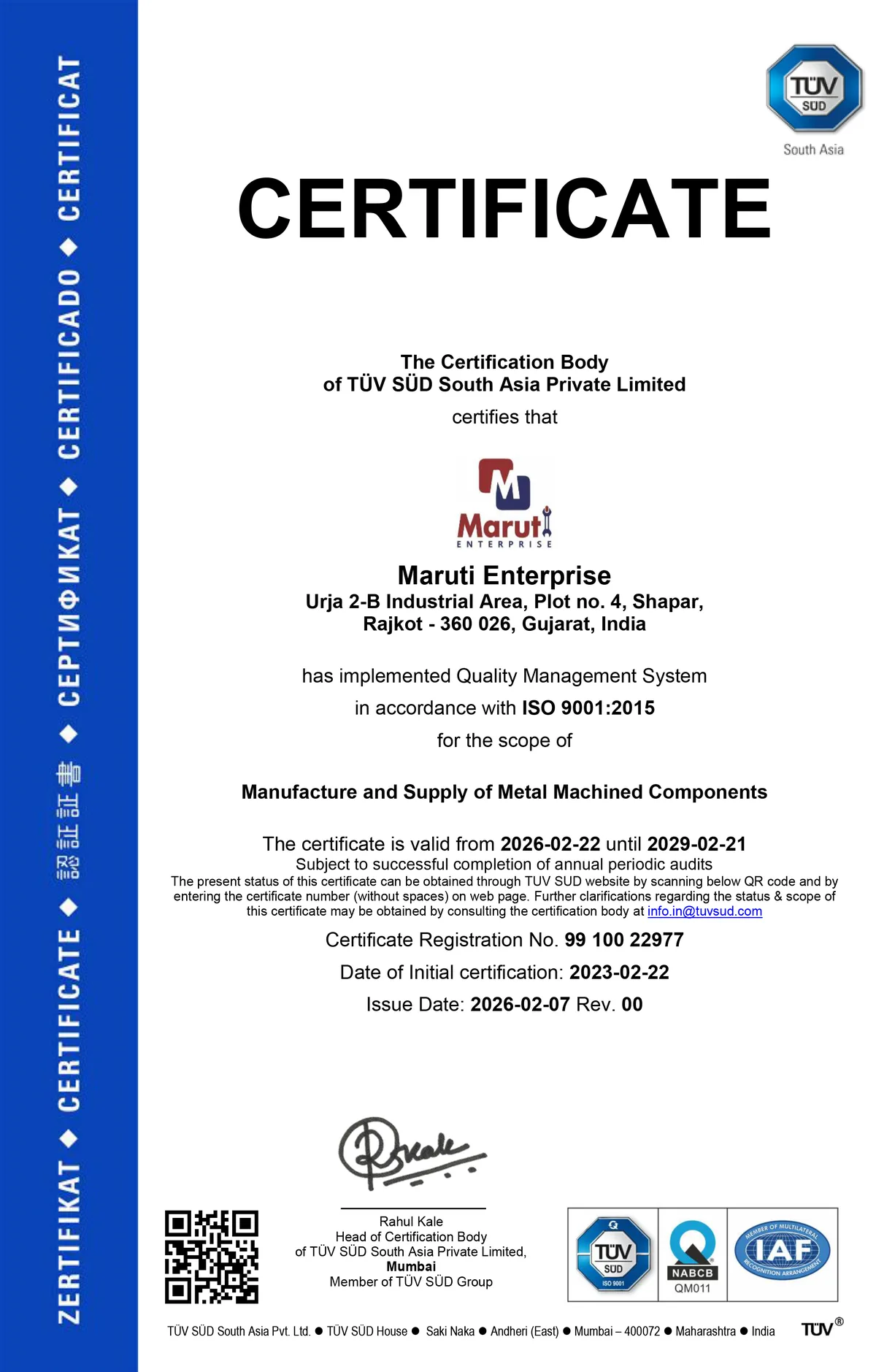 ISO 9001:2015 certification